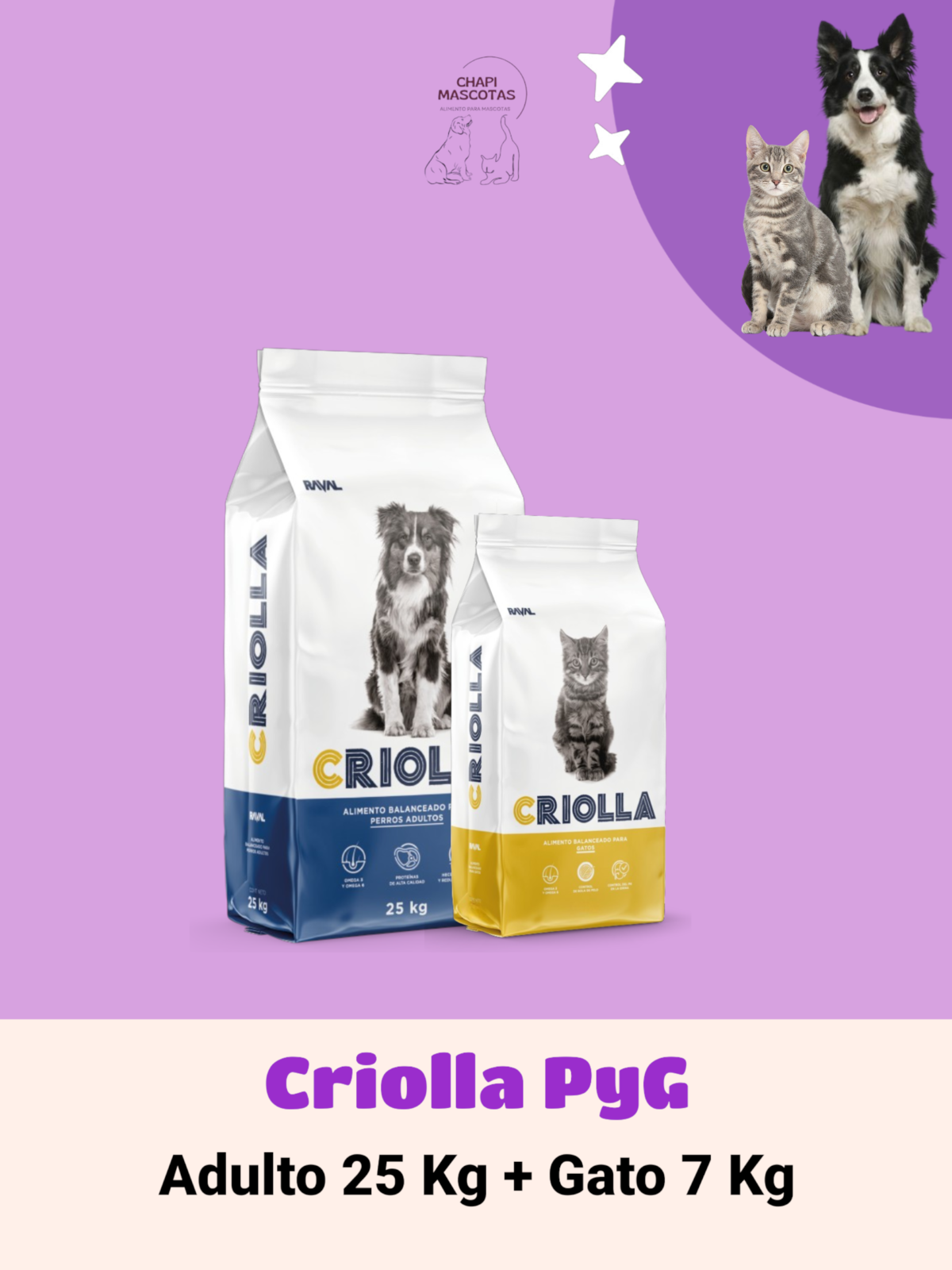 CRIOLLA PERRO Y GATO 25+7 KG