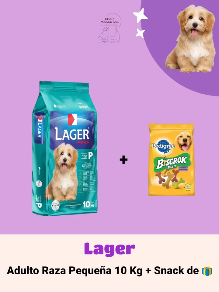LAGER RAZAS PEQUEÑAS 10 KG + SNACK DE 🎁