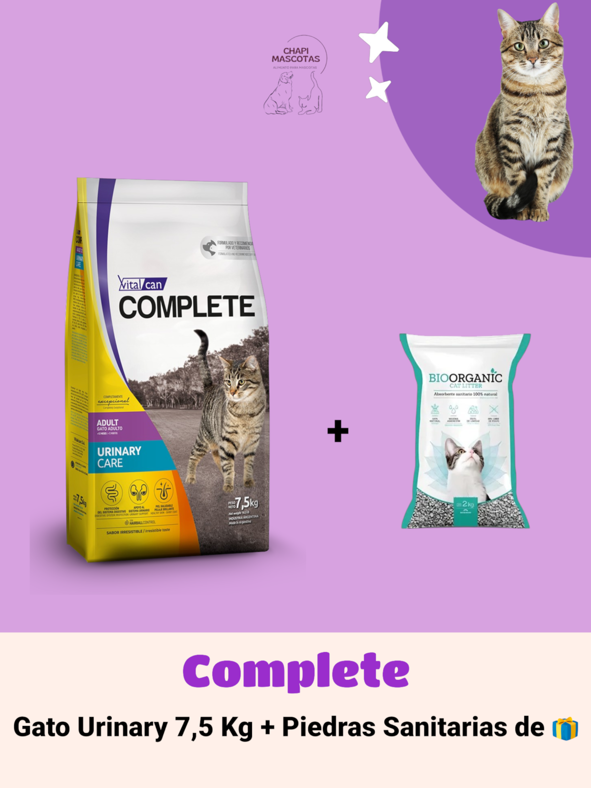 COMPLETE GATO URINARY 7.5 KG + PIEDRAS 🎁