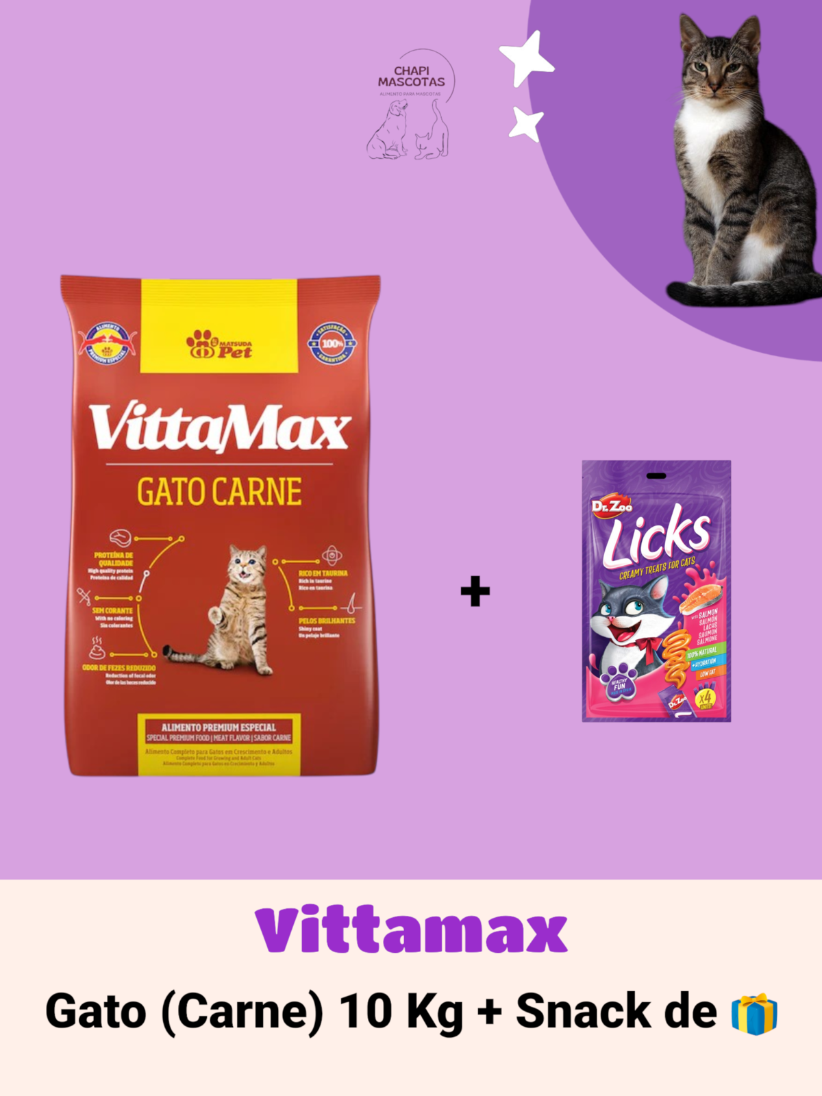 VITTAMAX GATO (carne) 10 KG + SNACK 🎁