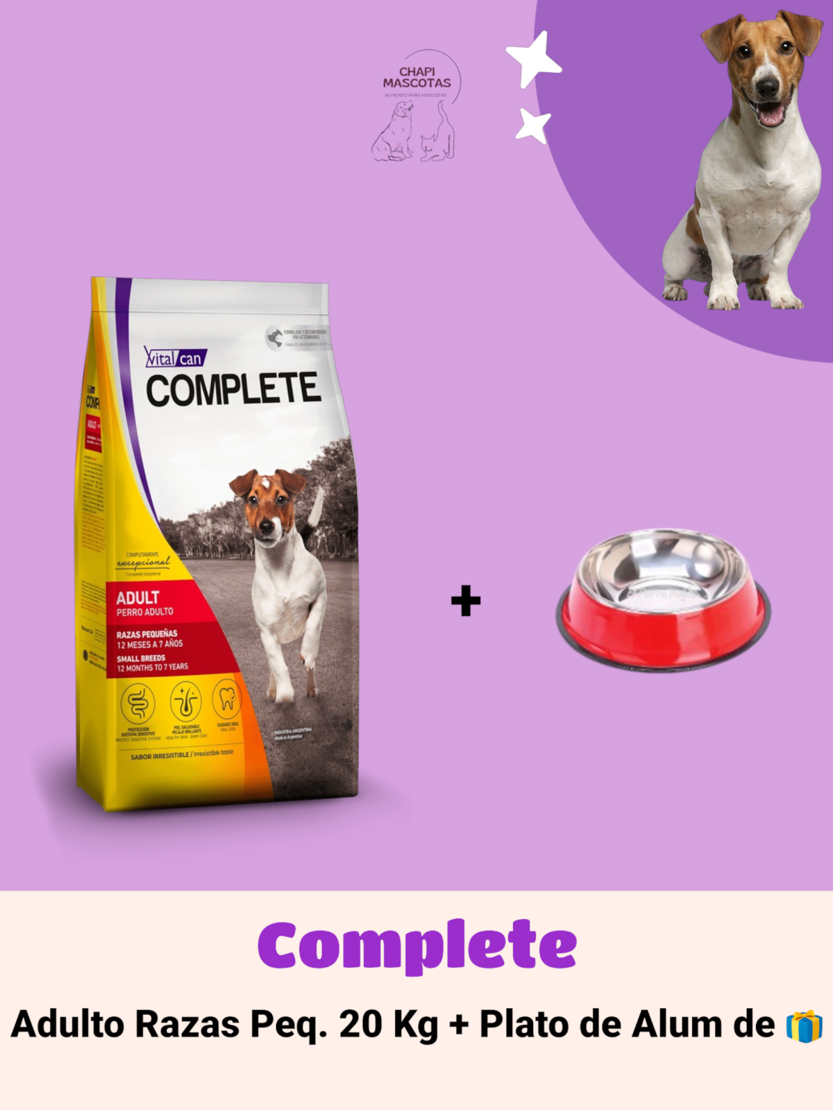 COMPLETE ADULTO RAZAS PEQUEÑAS 20 KG + PLATO 🎁