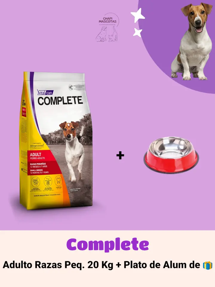 COMPLETE ADULTO RAZAS PEQUEÑAS 20 KG + PLATO 🎁