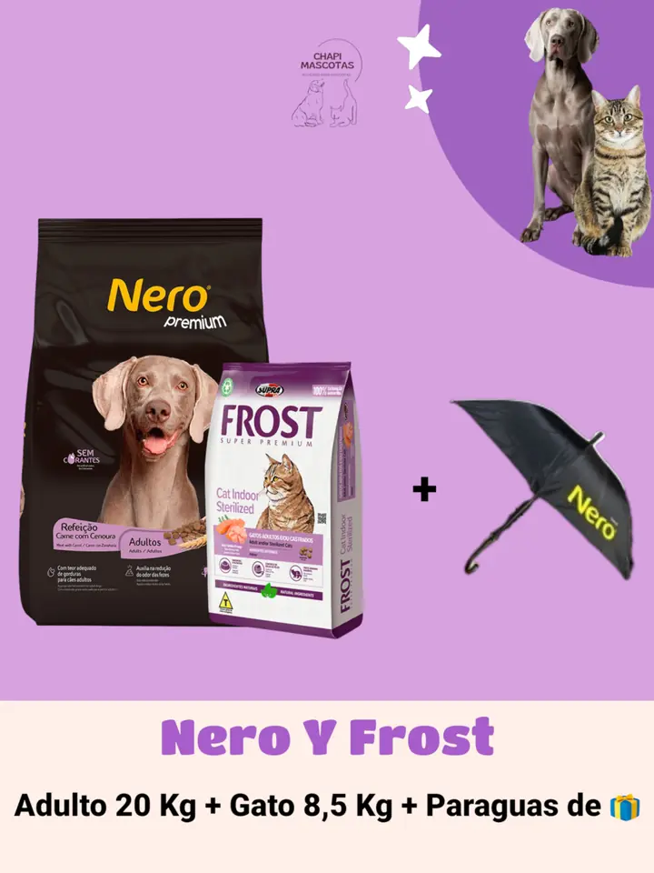 NERO 20 KG + FROST GATO 8.5 KG + PARAGUAS DE 🎁