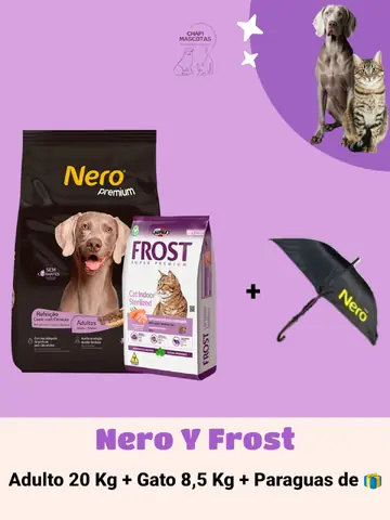 NERO 20 KG + FROST GATO 8.5 KG + PARAGUAS DE 🎁