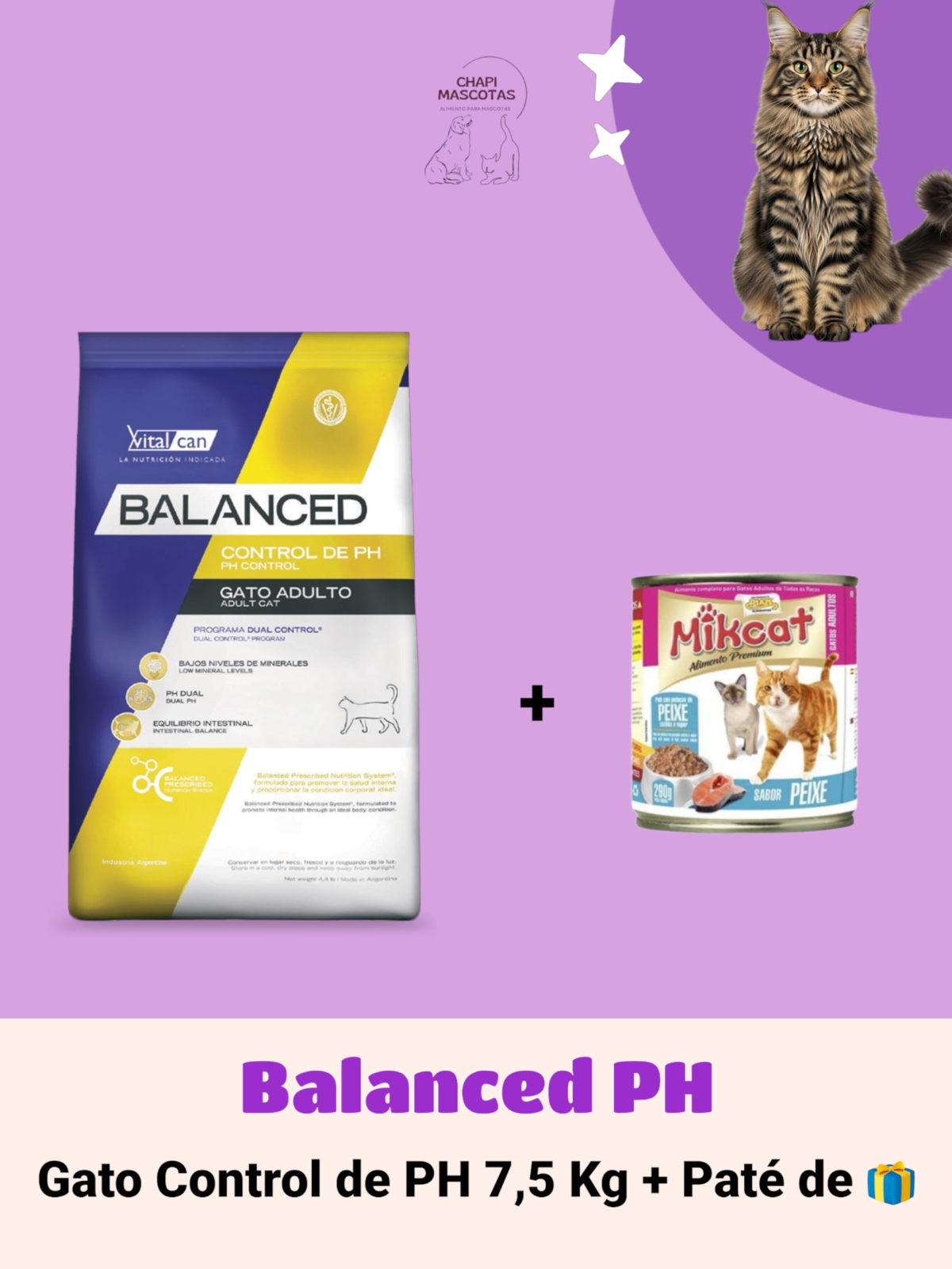 BALANCED GATO PH 7.5 KG + PATÉ DE 🎁
