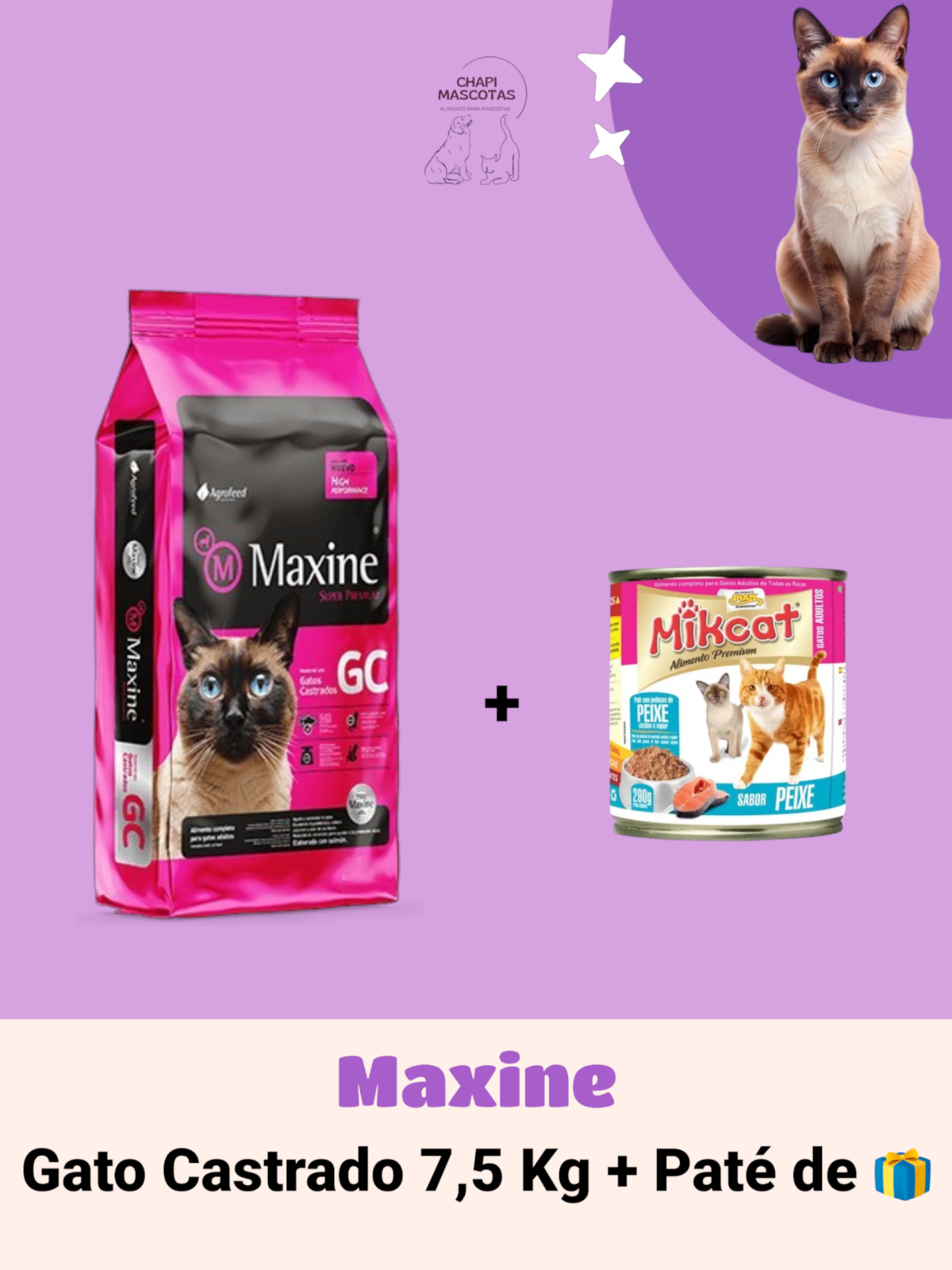 MAXINE GATO CASTRADO 7.5 KG + PATÉ DE 🎁
