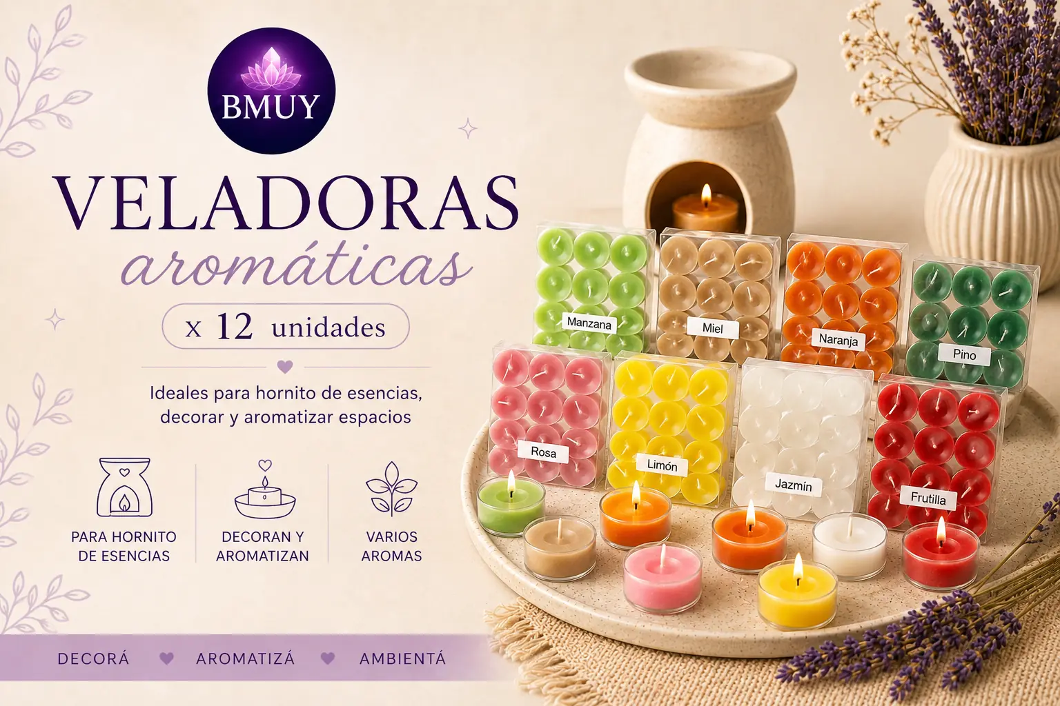 Veladora arómatica por docena