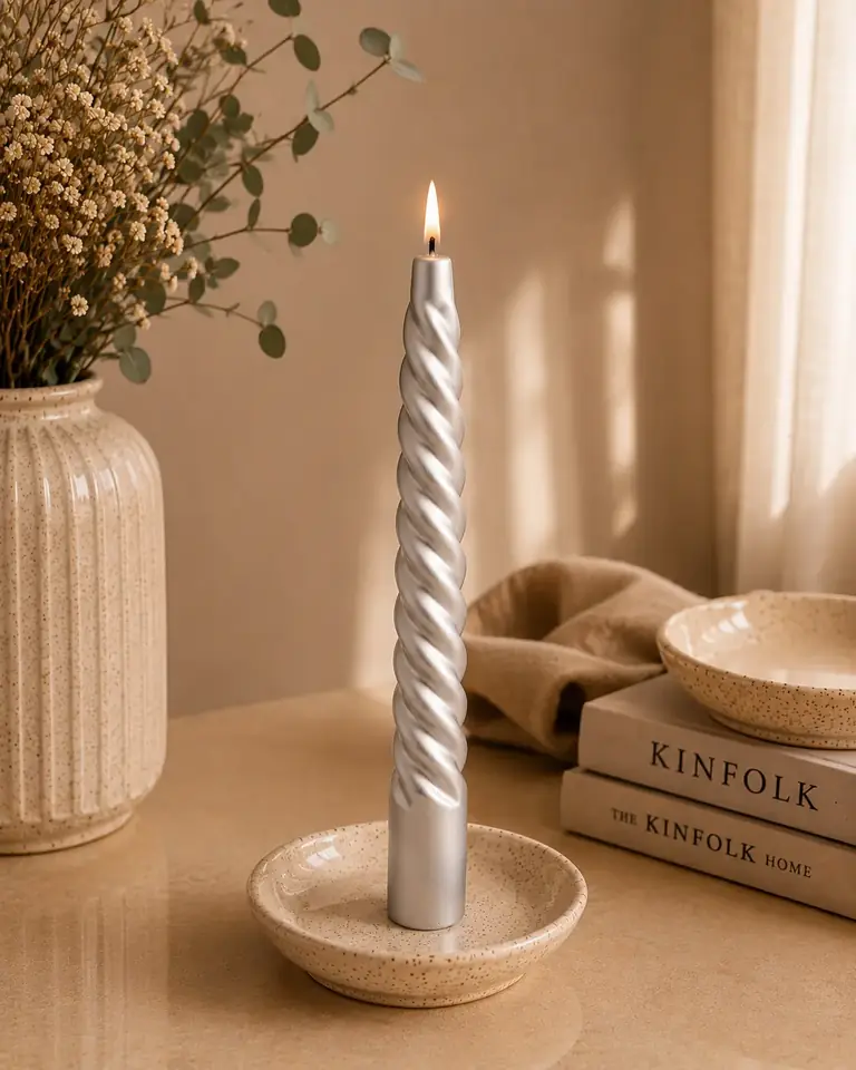 Velas Torneadas x6 Plateado