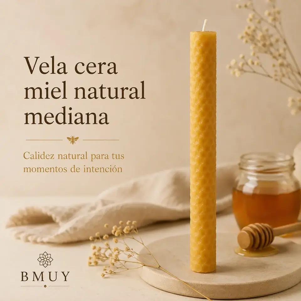Vela cera miel natural mediana