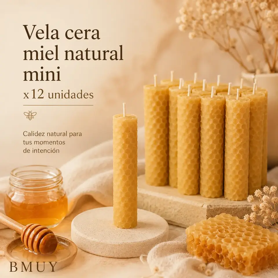 Vela Cera Miel Natural Mini x12 unidades