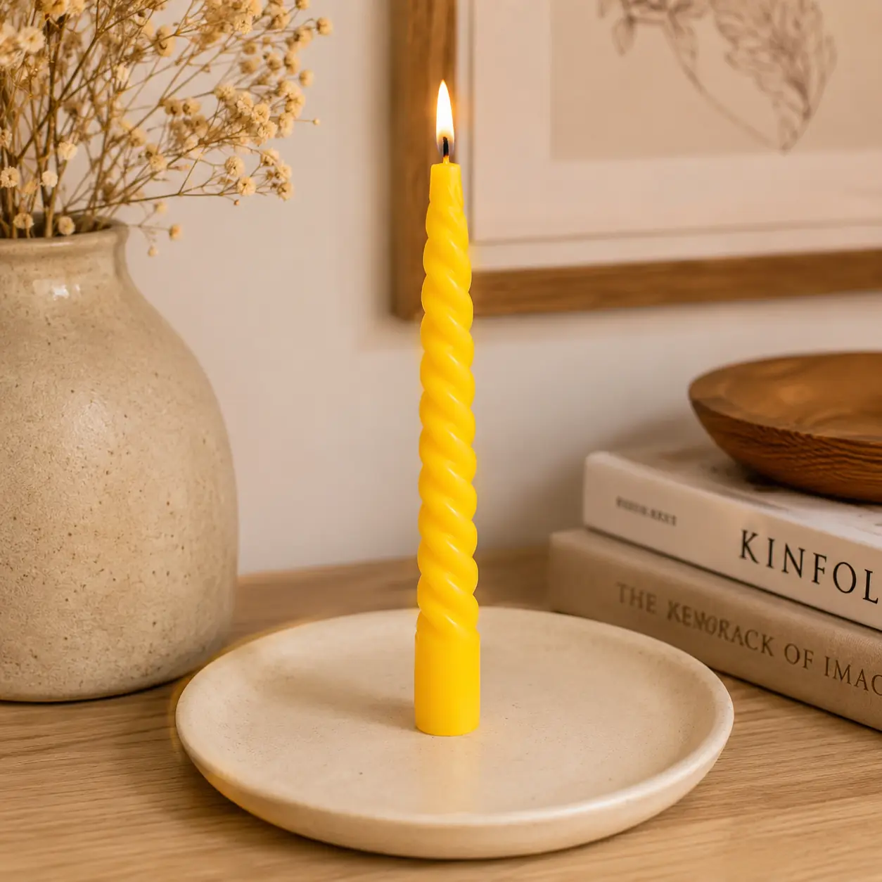 Velas torneadas x6 amarilla