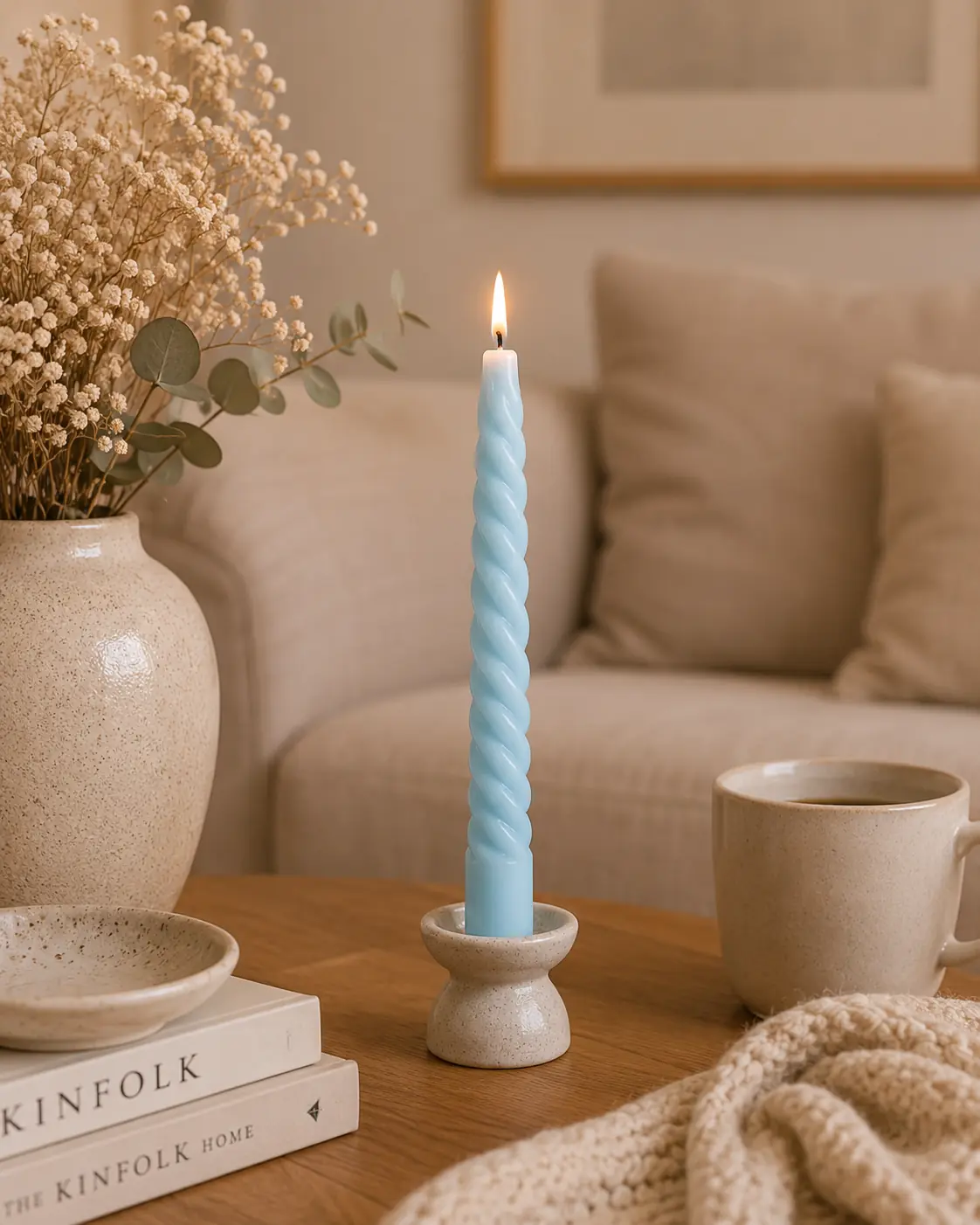 Velas Torneadas x6 Celeste