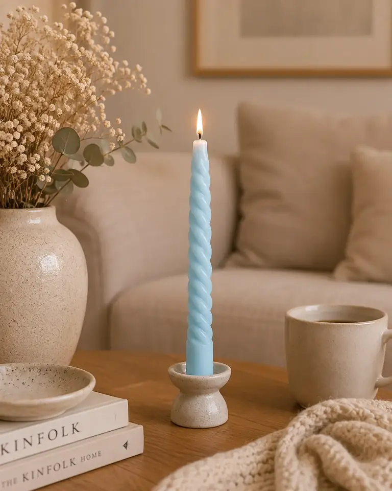 Velas Torneadas x6 Celeste