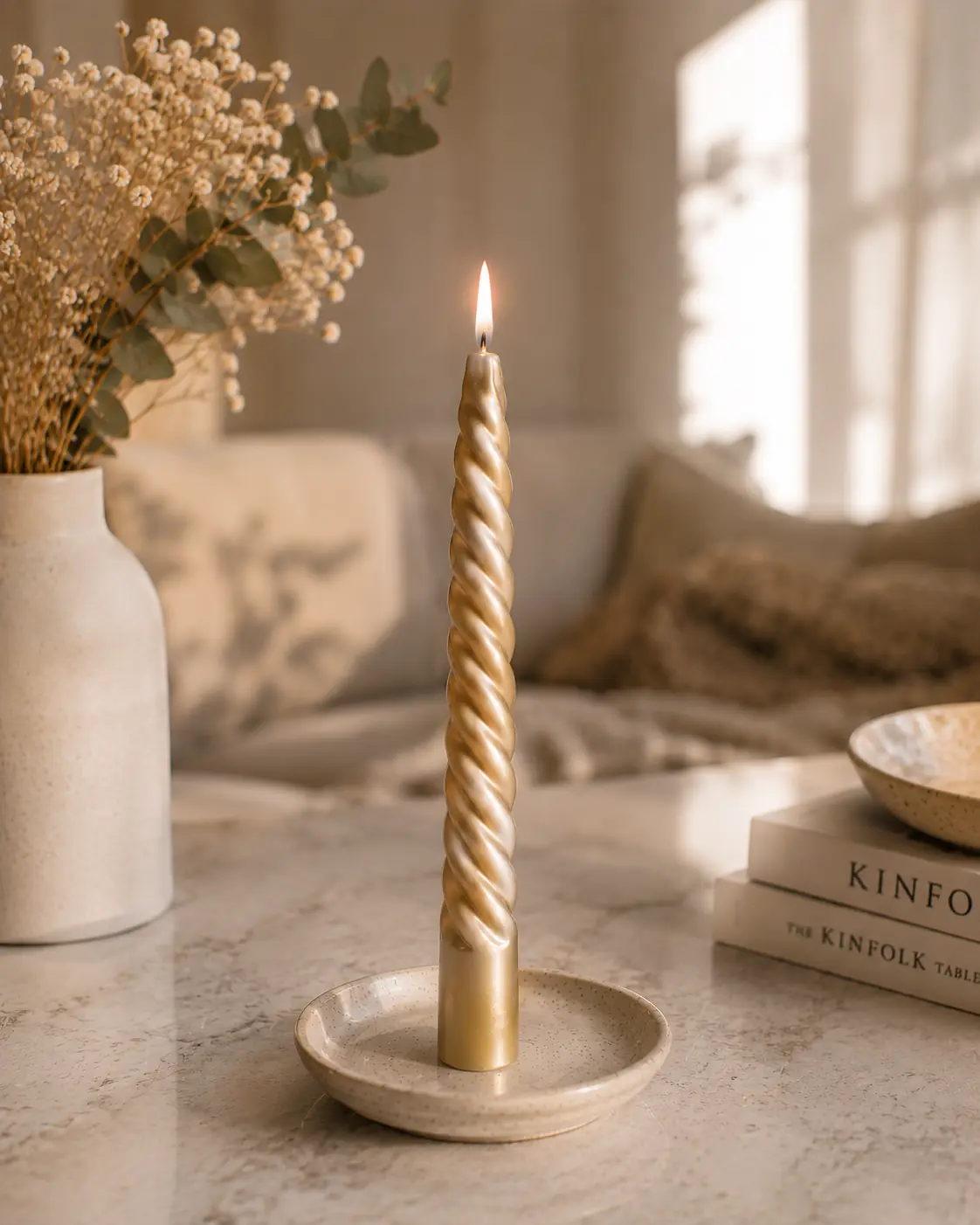 Velas Torneadas x6 Dorado