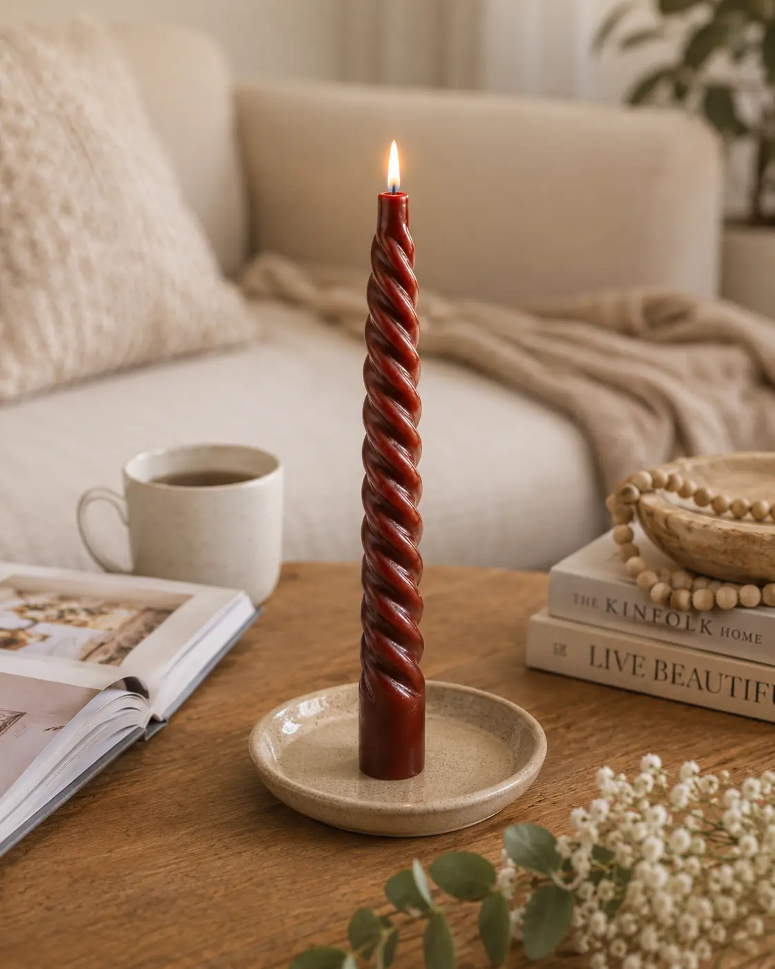 Velas Torneadas x6 Marrón