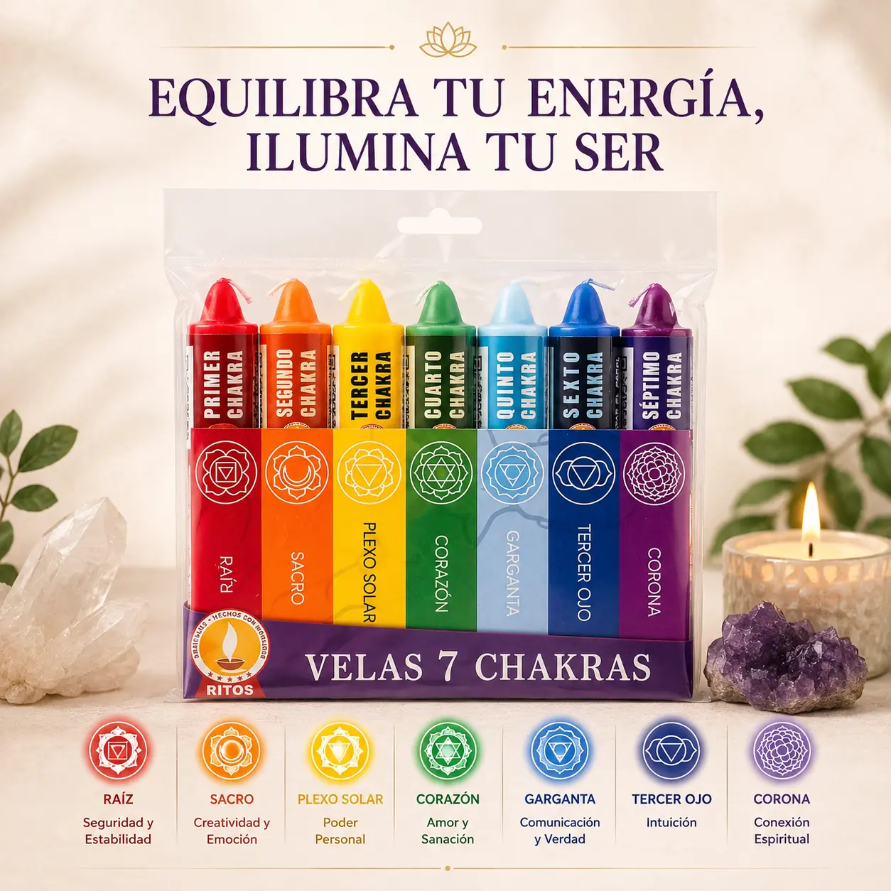 Pack velas 7 chakras