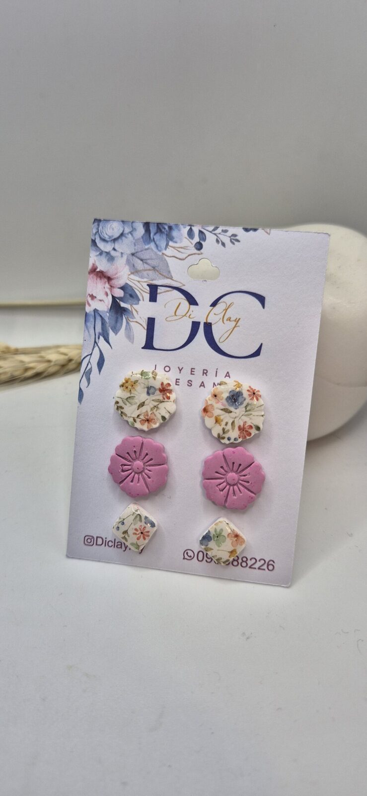 Conjunto x 3 mini flores estampadas