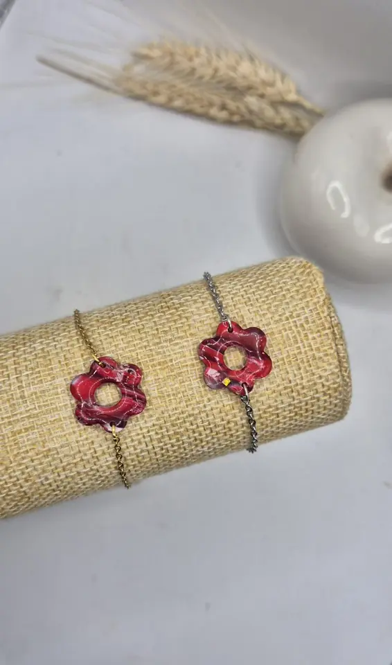 Pulsera Ágata Roja Flor
