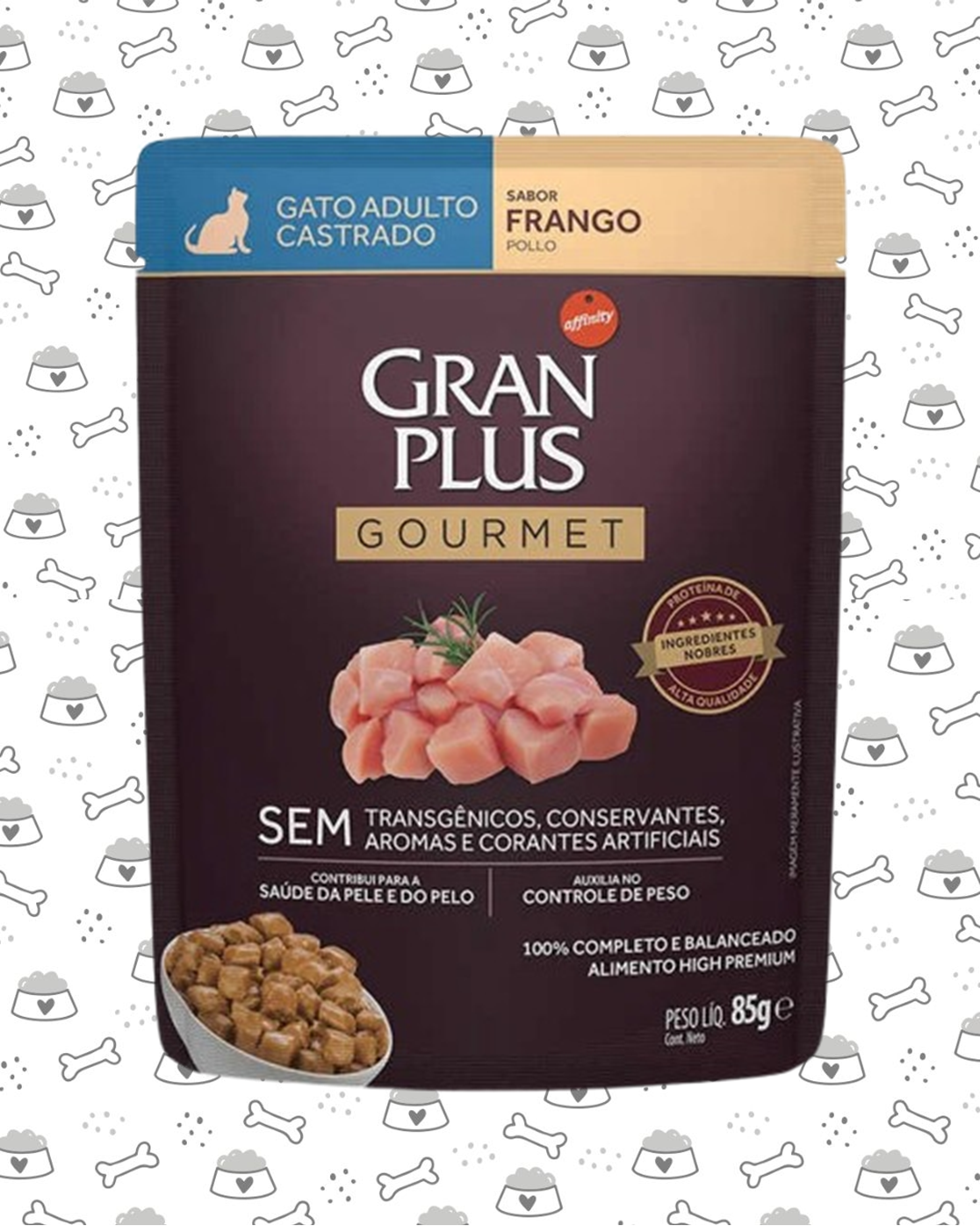 SACHET GRAN PLUS GATO CASTRADO 85G SALMON POLLO