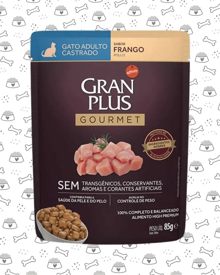 SACHET GRAN PLUS GATO CASTRADO 85G SALMON POLLO