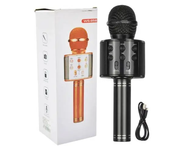 Micrófono parlante karaoke bluetooth 22x7cm. Negro