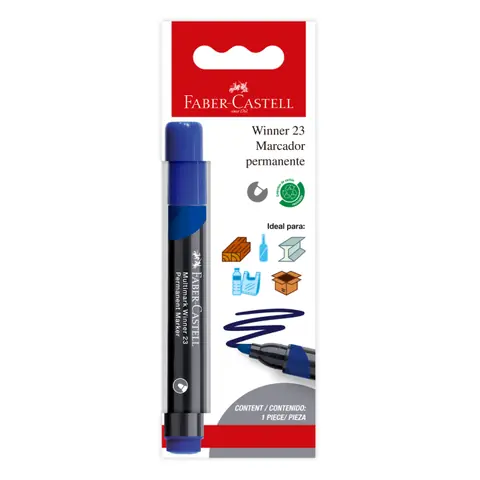 Blister Marcador W23 Permanente Azul x1 Faber-Castell