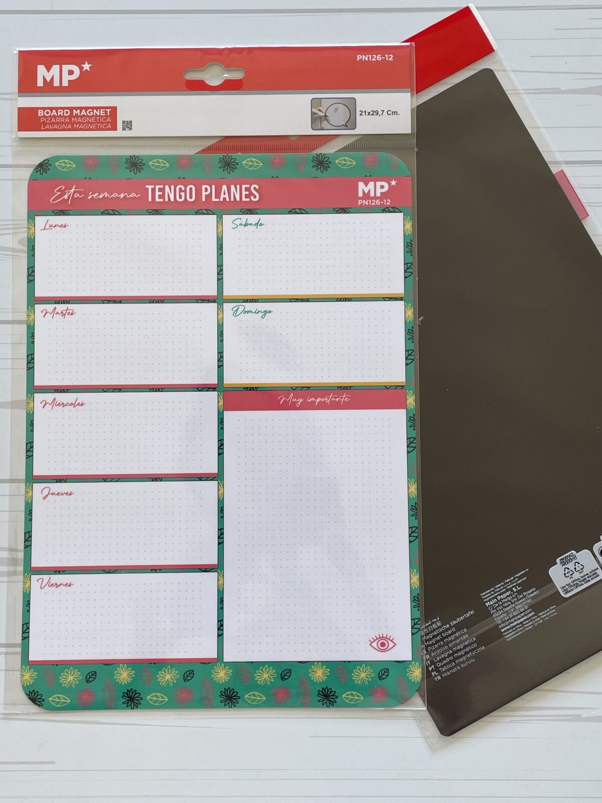 Calendario Organizador Semanal Imantado.