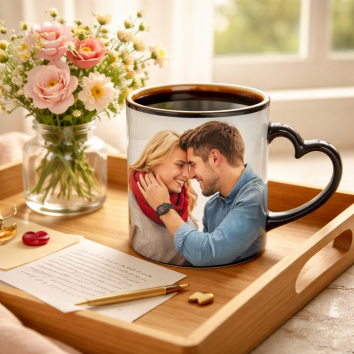 Taza magica con forma de corazon