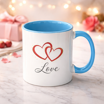 Taza con el interior y el asa de color