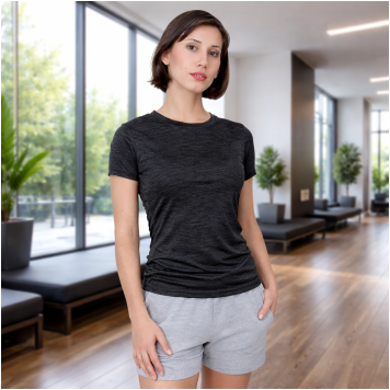 Remera de dama negro jaspeado DryCool