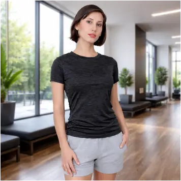 Remera de dama negro jaspeado DryCool