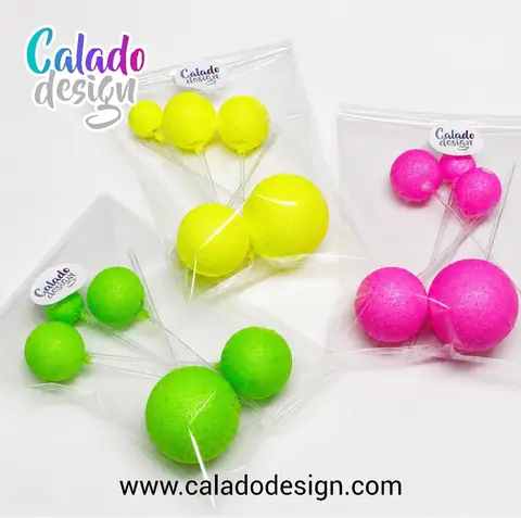 Pack 5 esferas GLITTER NEON tamaño surtido