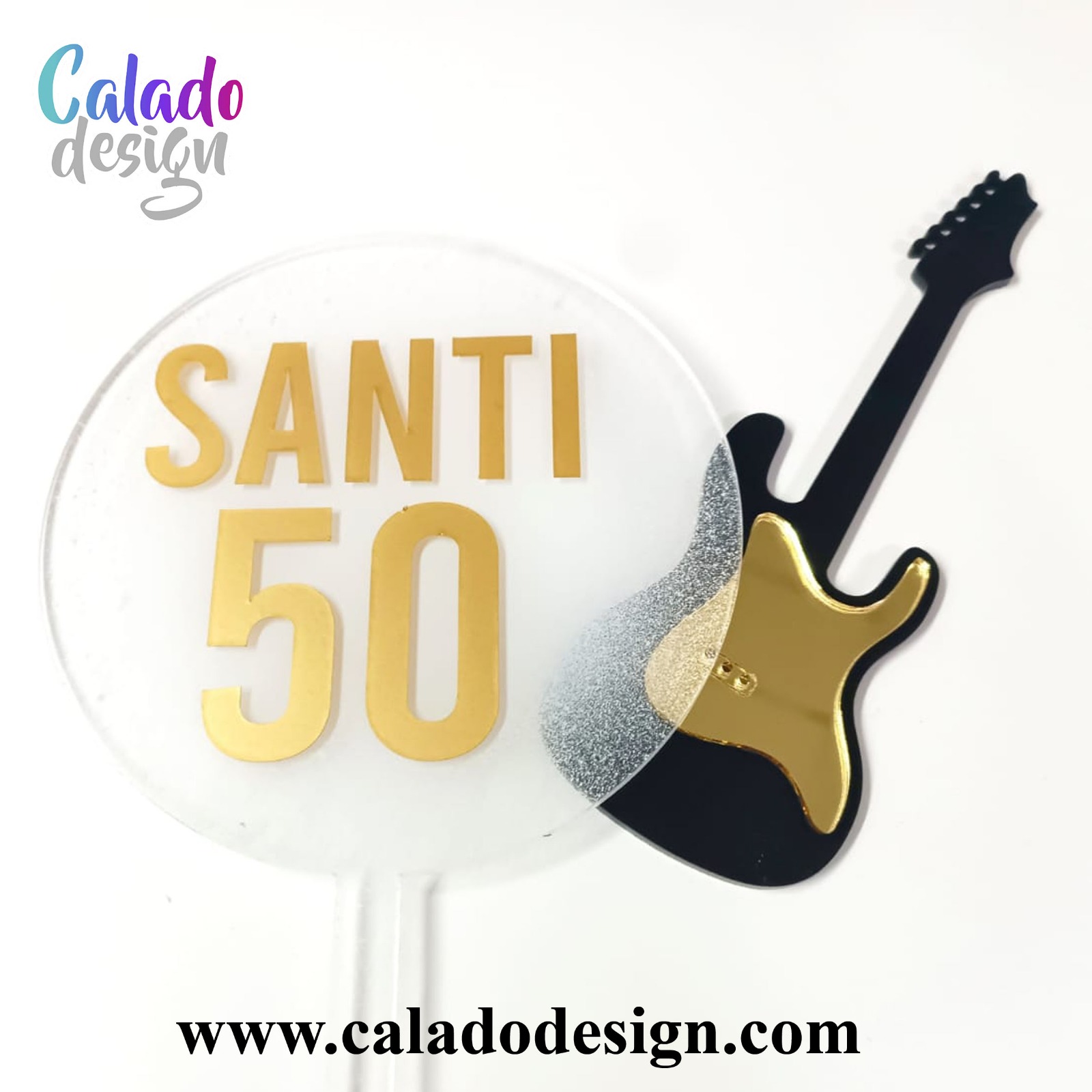circulo de acrilico + aplique de guitarra