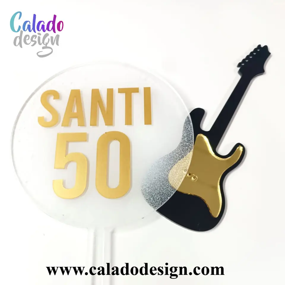 circulo de acrilico + aplique de guitarra