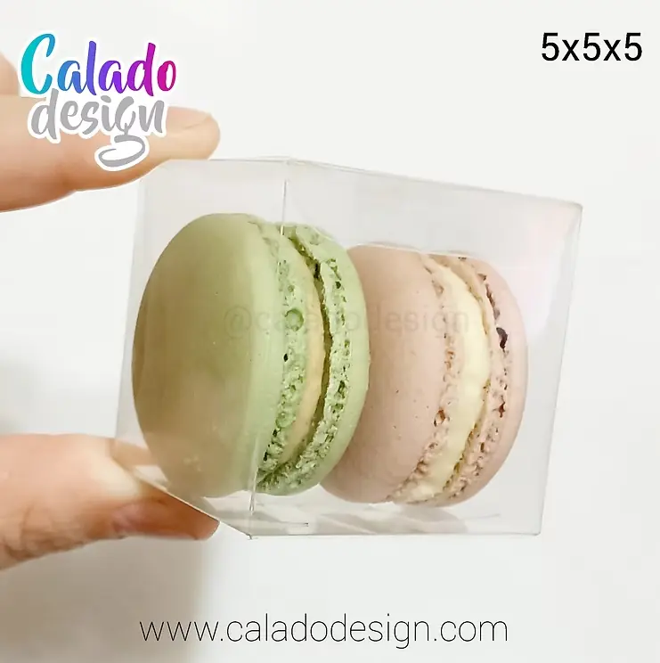 Caja acetato 2 macarons 5x5x5