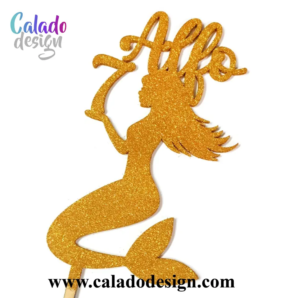 Sirena glitter + nombre + numero