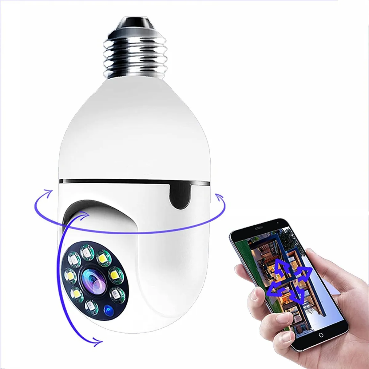 Camara Seguridad Lampara Espia Wifi 5g Panorámica 1080