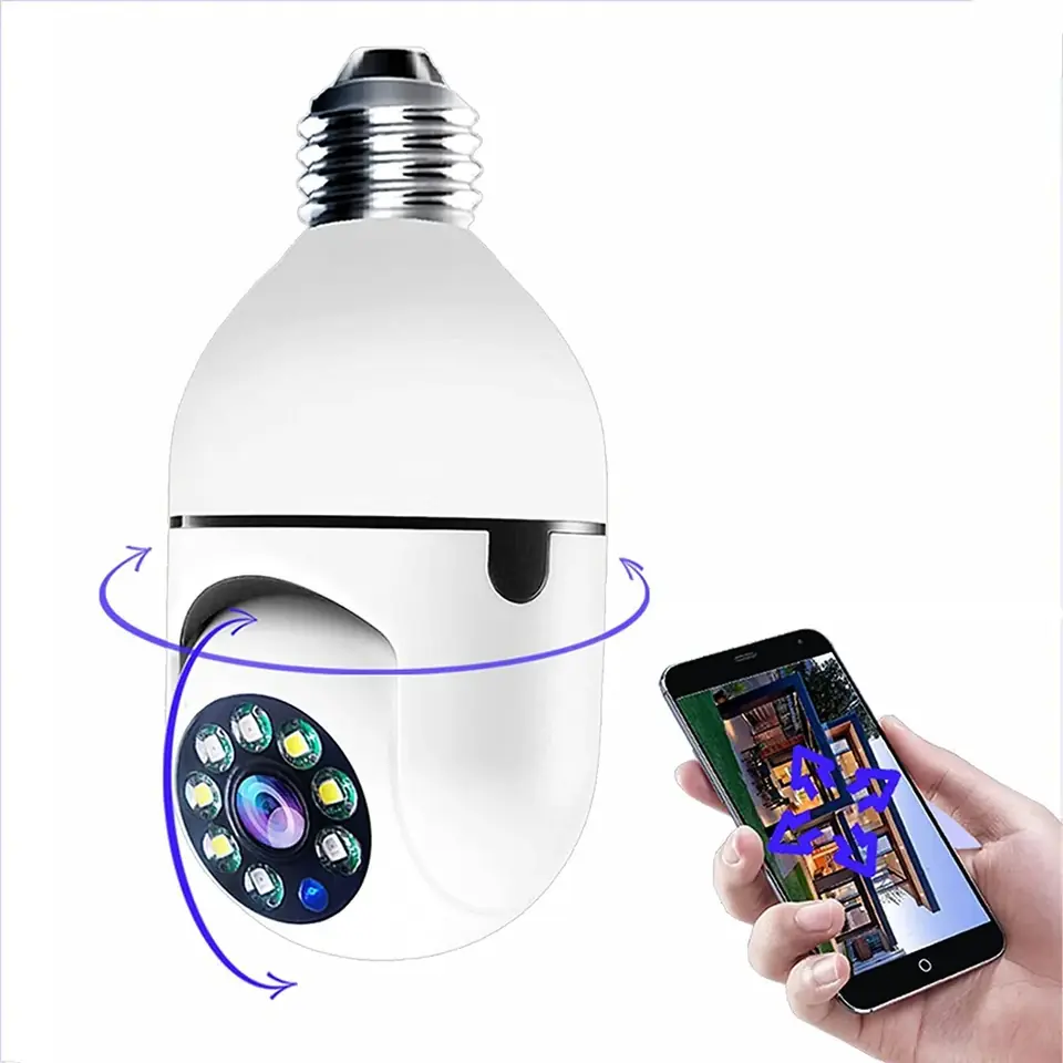 Camara Seguridad Lampara Espia Wifi 5g Panorámica 1080