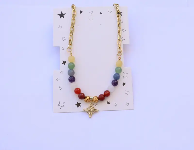 COLLAR 7 CHAKRAS CON DIJE NUDO DE BRUJA