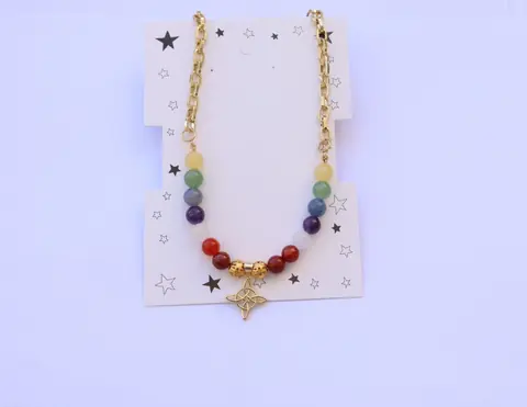 COLLAR 7 CHAKRAS CON DIJE NUDO DE BRUJA