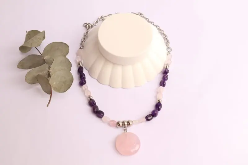 COLLAR COMBINADO CUARZO ROSA Y AMATISTA