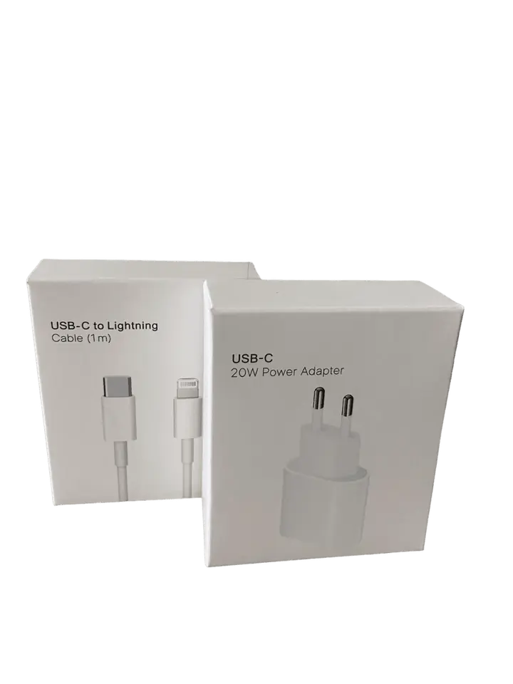 Adaptador de 20 W + Cable tipo C - Lightning o tipo C.