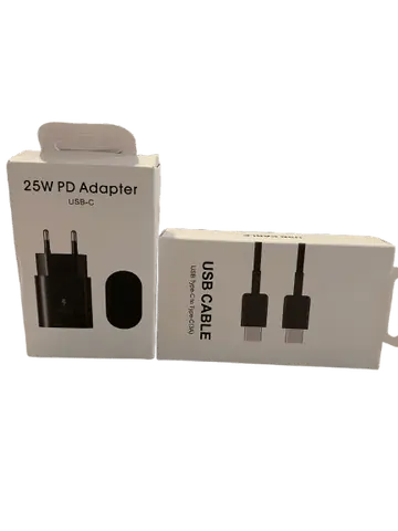 Adaptador 25W + Cable Tipo C Carga Rápida color Negro