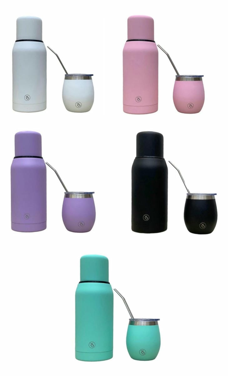 Kit Termo 750 Ml + Mate Acero Con Bombilla De Regalo
