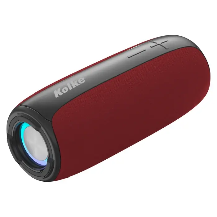 Parlante Portátil KOLKE XBoom 20W RMS Inalámbrico Bluetooth, Función TWS, Luces LED, Batería Recargable - Rojo