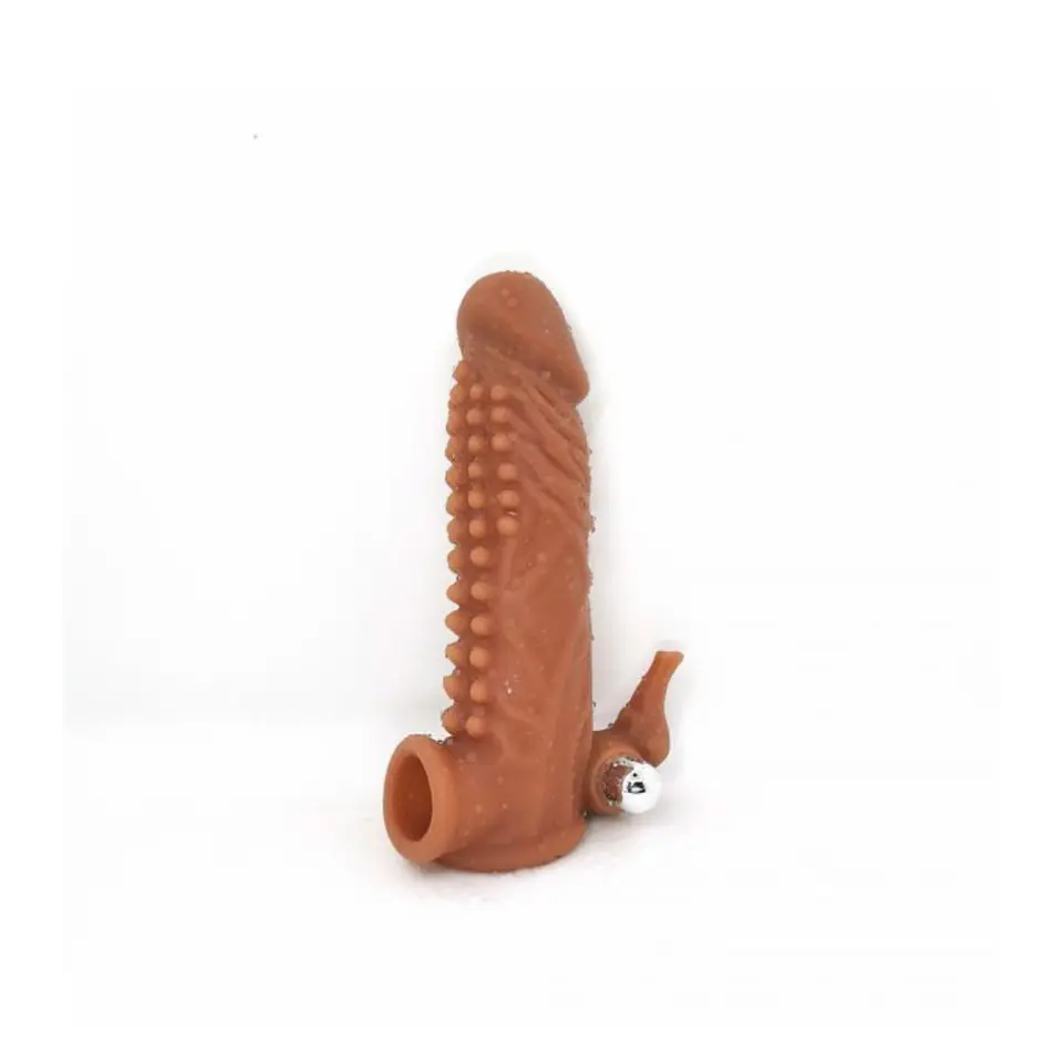 Funda Realista con textura y vibrador 18,5 Cm