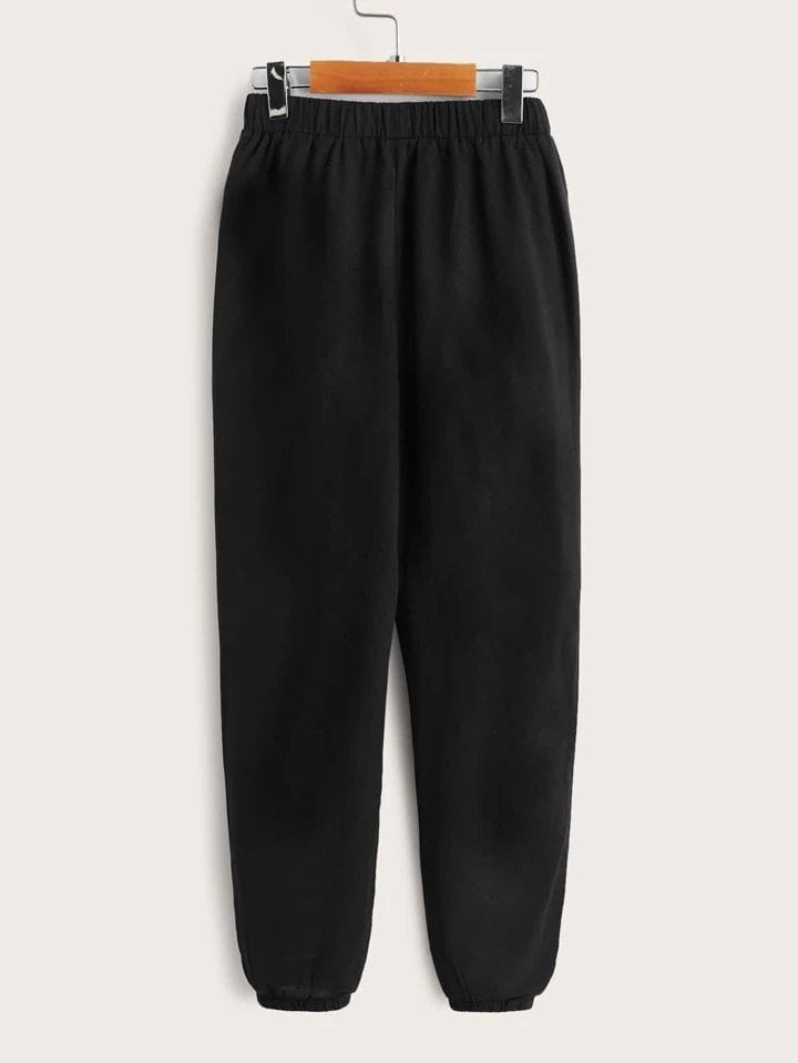 Pantalón jogger negro fino sin felpa con puño