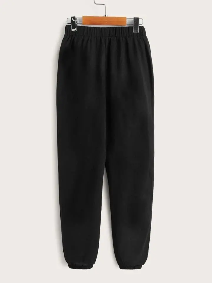 Pantalón jogger negro fino sin felpa con puño