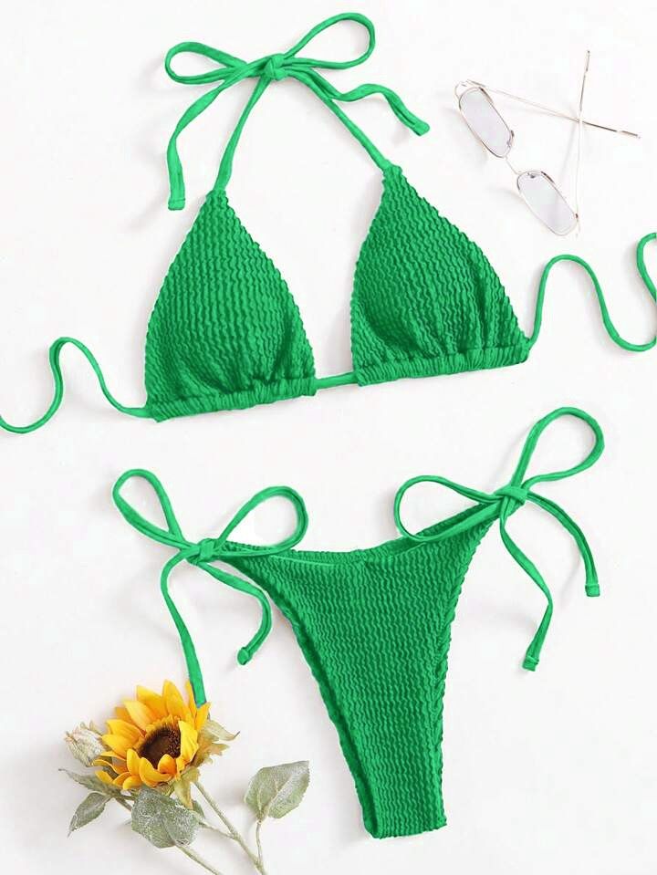 Bikini verde texturado