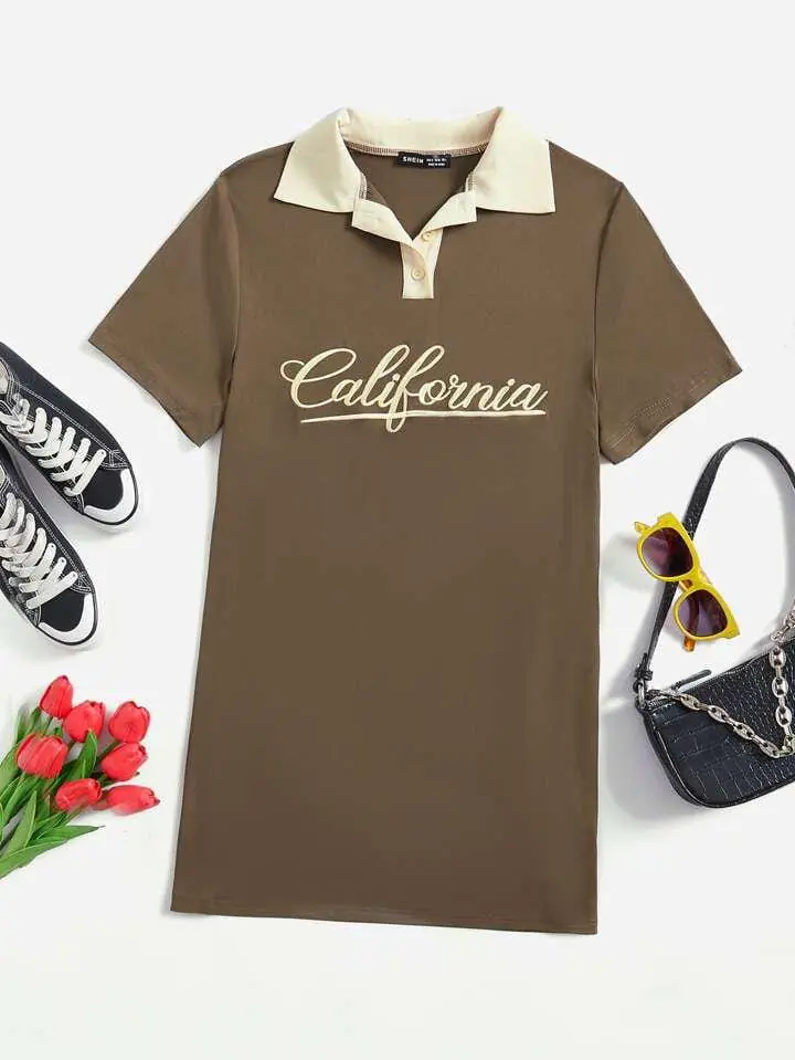 Vestido marron con cuello california